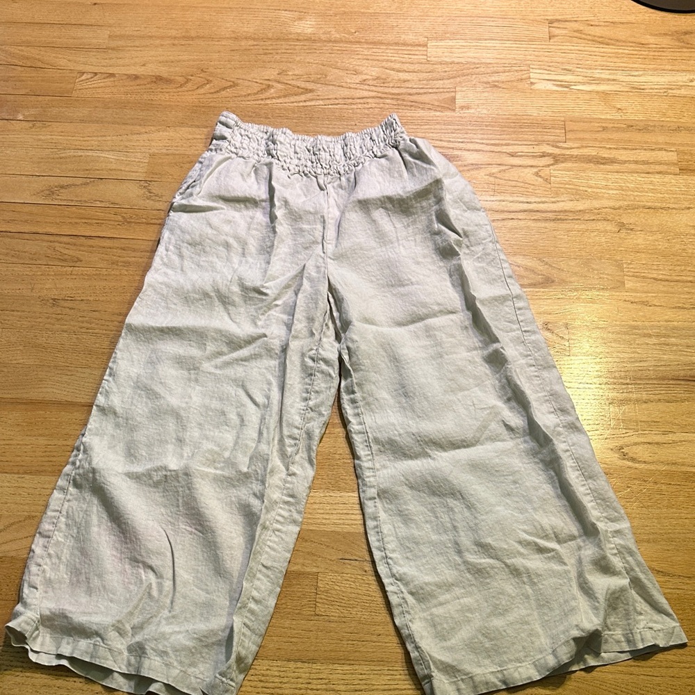 Anthropologie Cream Elastic Waist Pants